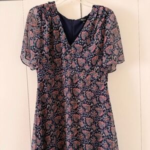 Madewell Orchard Flutter-Sleeve Dress in Fan Floral Mix sz 8